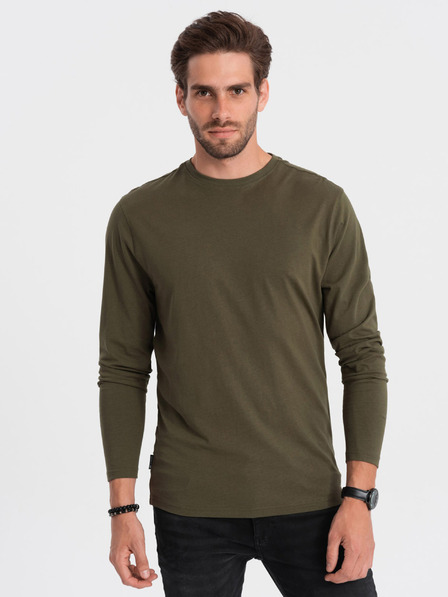Ombre Clothing Khaki pánske základné tričko Ombre Clothing