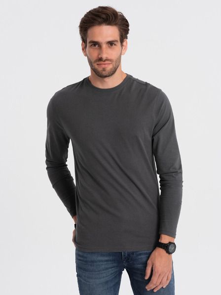 Ombre Clothing Tmavosivé pánske základné tričko Ombre Clothing