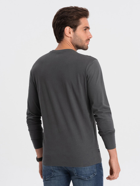 Ombre Clothing Tmavosivé pánske základné tričko Ombre Clothing