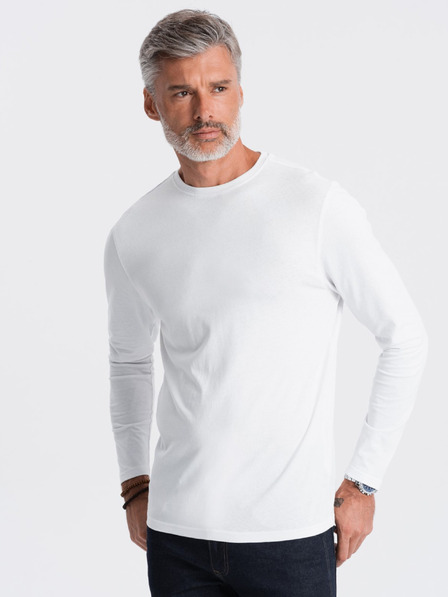 Ombre Clothing Biele pánske základné tričko Ombre Oblečenie