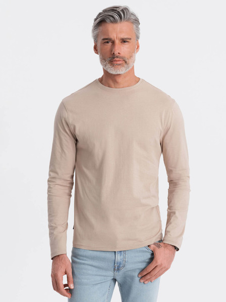 Ombre Clothing Béžové pánske základné tričko Ombre Oblečenie