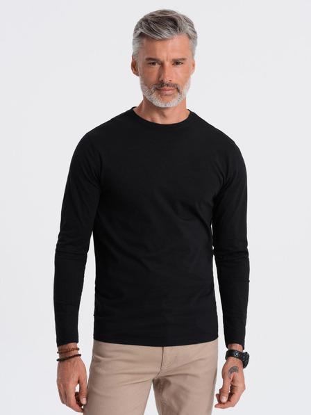 Ombre Clothing Čierne pánske základné tričko Ombre Clothing