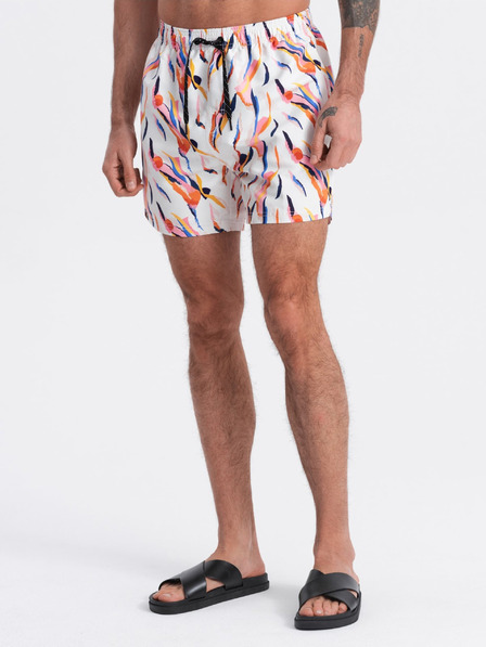 Ombre Clothing Oranžovo-biele pánske vzorované plavky Ombre Clothing