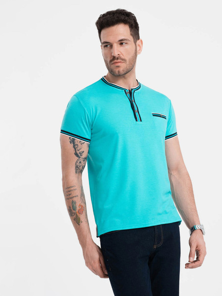 Ombre Clothing Tyrkysová pánska košeľa na gombíky Ombre Oblečenie