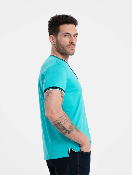 Ombre Clothing Tyrkysová pánska košeľa na gombíky Ombre Oblečenie