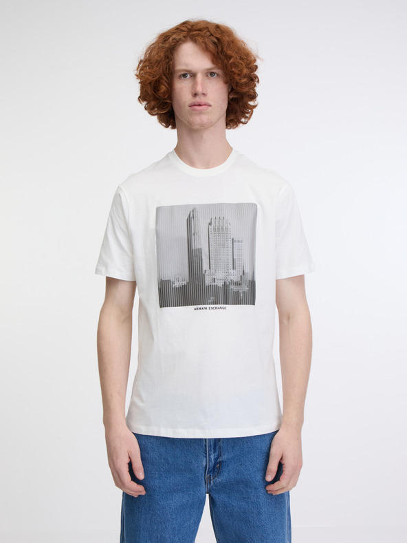 Armani Exchange Biela pánska mikina s kapucňou Armani Exchange