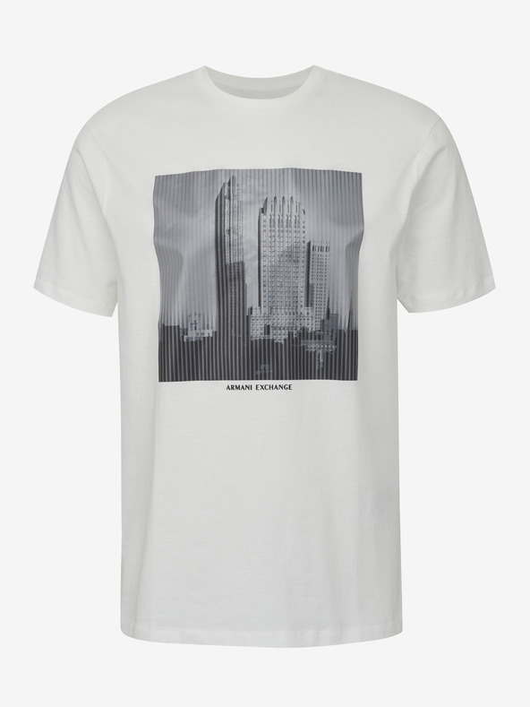 Armani Exchange Biela pánska mikina s kapucňou Armani Exchange