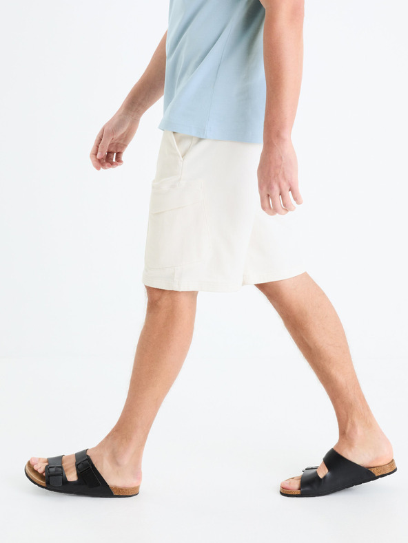 Celio Krémové pánske cargo šortky Celio Gojogbm