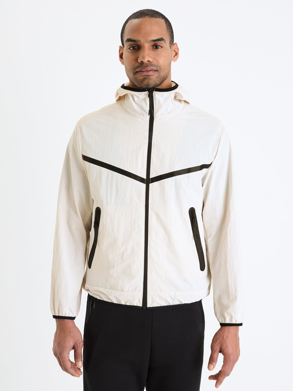 Celio Biela pánska bunda Celio Gutrack s kapucňou