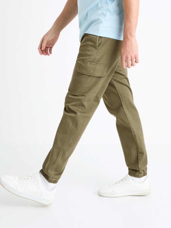 Celio Khaki pánske cargo nohavice Celio Dolyte