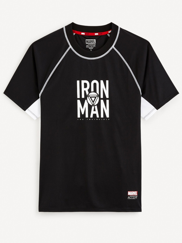 Celio Čierne pánske športové tričko Celio Marvel Iron Man