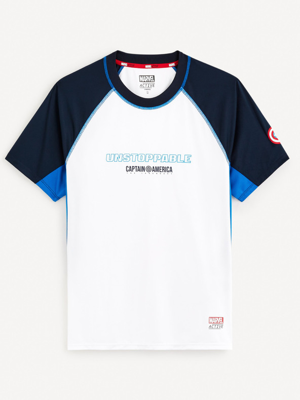 Celio Biele pánske športové tričko Celio Marvel Captain America