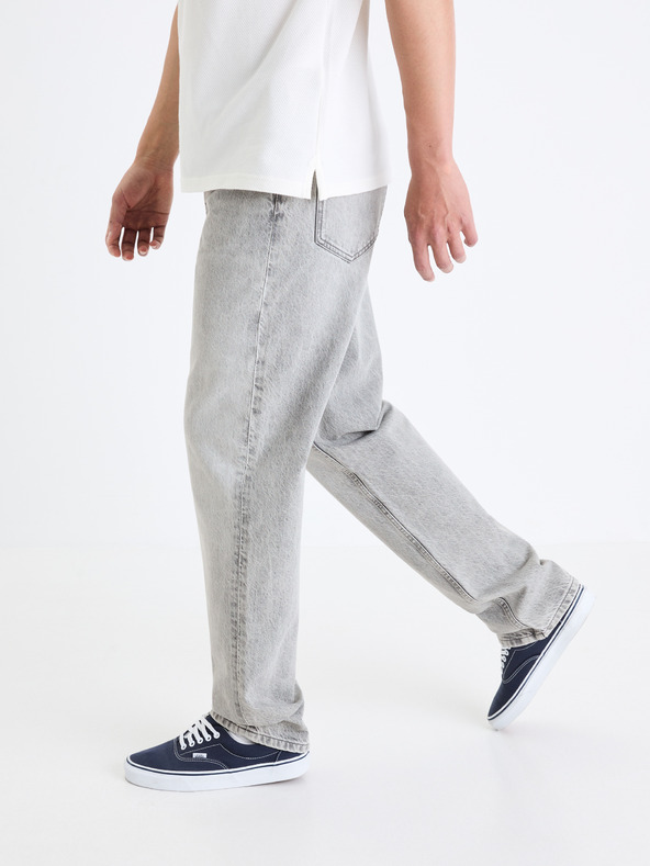Celio Šedé pánske džínsy voľného strihu Celio C75 Foloose