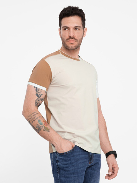 Ombre Clothing Hnedé pánske tričko Ombre Oblečenie