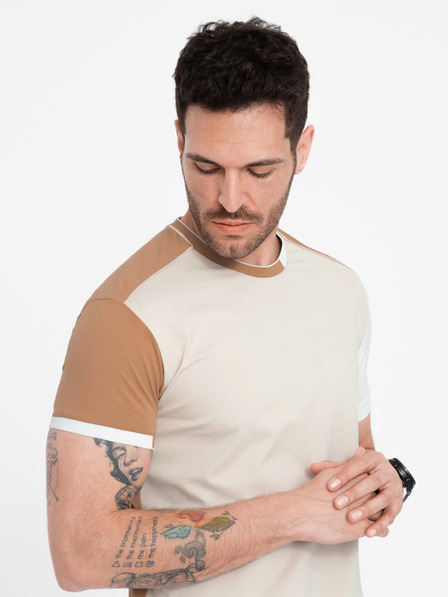 Ombre Clothing Hnedé pánske tričko Ombre Oblečenie