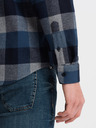 Ombre Clothing Modrá pánska kockovaná flanelová košeľa Ombre Oblečenie