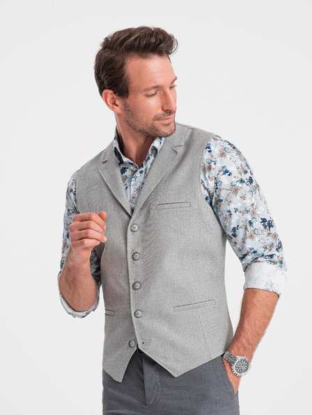 Ombre Clothing Svetlošedé pánske sako s golierom Ombre Clothing