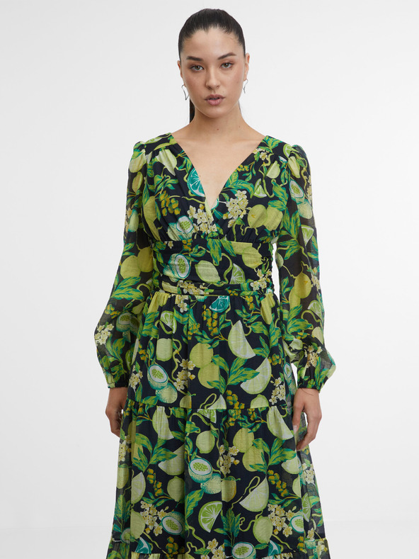 Orsay Čierno-žlté dámske vzorované maxi šaty ORSAY