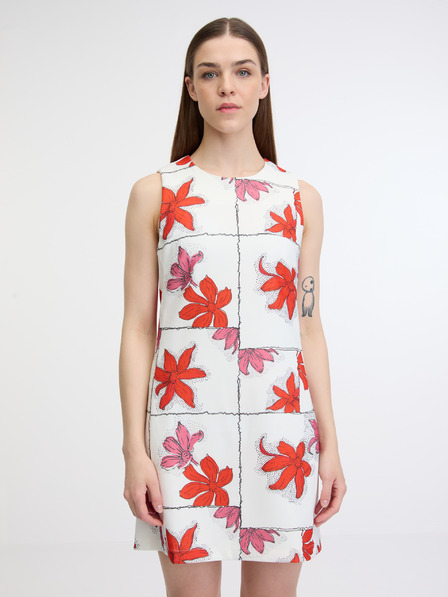 Desigual Červeno-biele dámske kvetinové mini šaty Desigual Houston