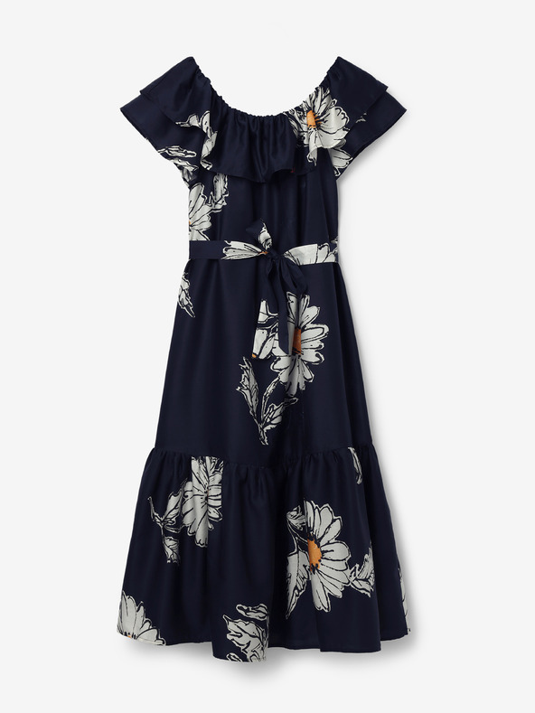 Desigual Čierne dámske kvetinové midi šaty Desigual Georgeo