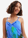 Desigual Modré dámske kvetované maxi šaty Desigual Bleu