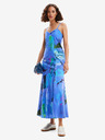 Desigual Modré dámske kvetované maxi šaty Desigual Bleu