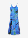 Desigual Modré dámske kvetované maxi šaty Desigual Bleu