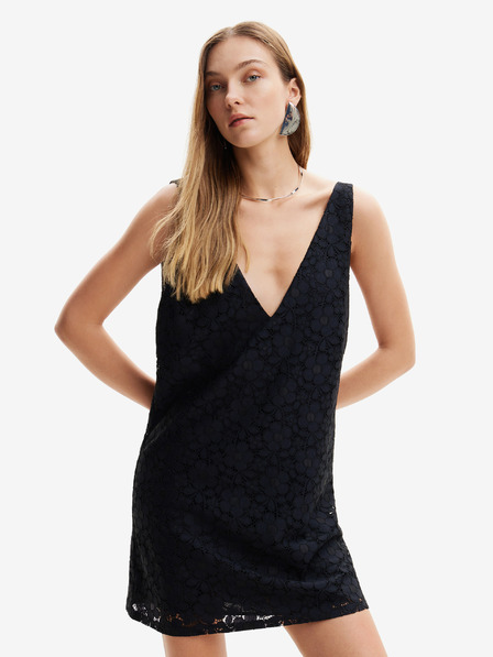 Desigual Čierne dámske čipkované šaty Desigual