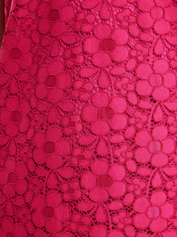 Desigual Desigual Čipkované tmavoružové dámske čipkované šaty