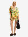 Desigual Žlté dámske kvetované plážové šaty Desigual Top Tropical Party