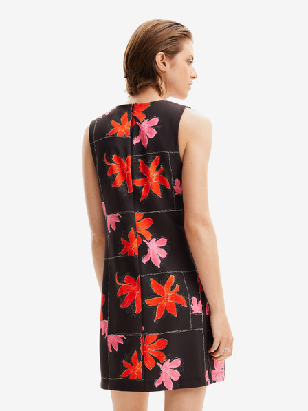 Desigual Červeno-čierne dámske kvetinové mini šaty Desigual Houston