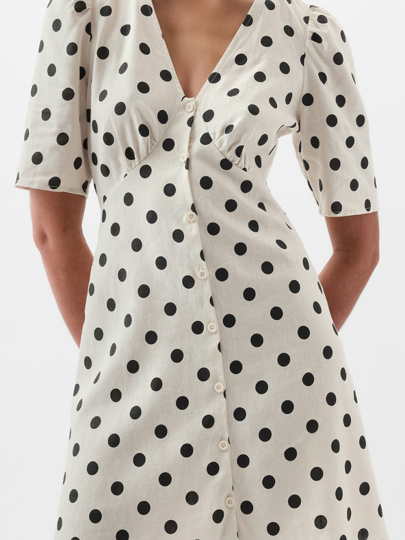 GAP Ľanové bodkované mini šaty GAP