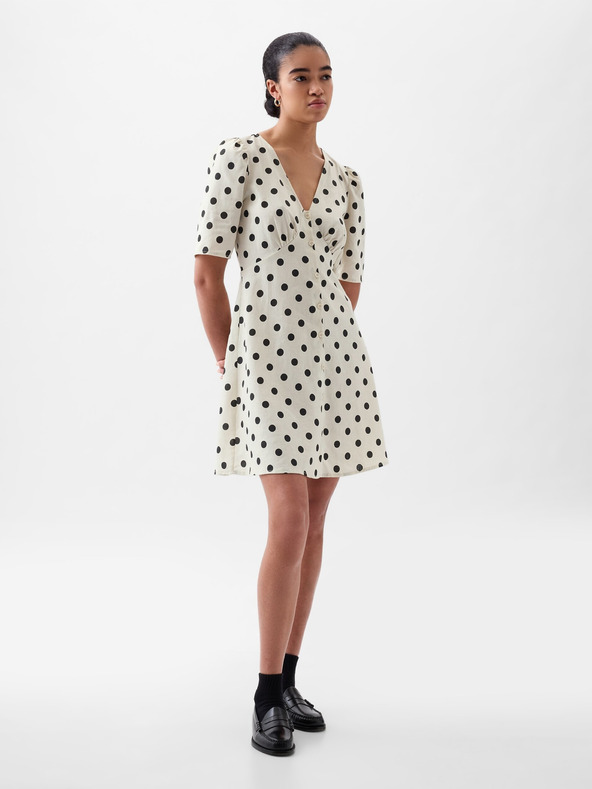 GAP Ľanové bodkované mini šaty GAP