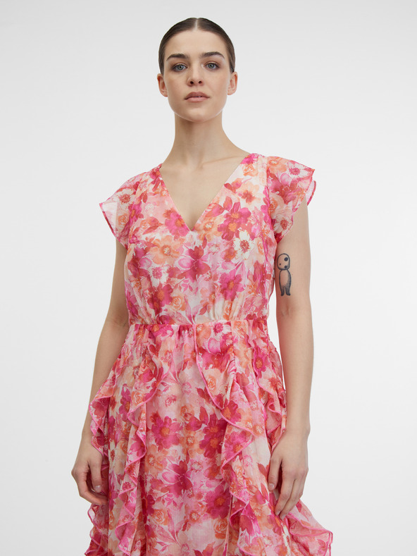 Orsay Ružové dámske kvetované maxišaty ORSAY