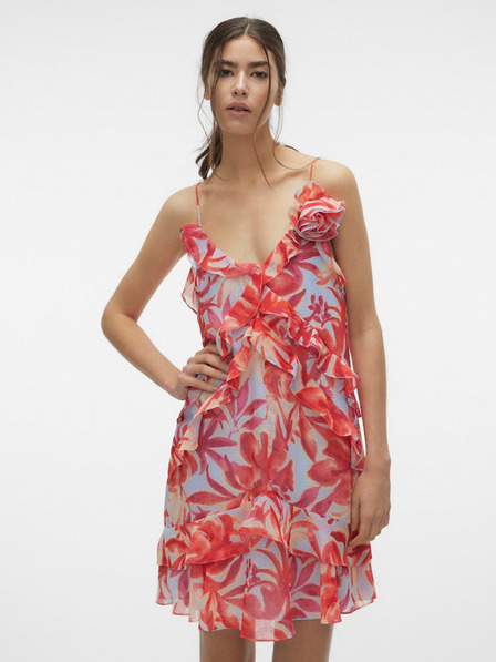 Vero Moda Vero Moda Marie krémové a červené dámske kvetované šaty