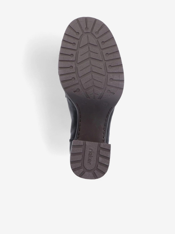 Rieker Čierne dámske kožené mokasíny na podpätku Rieker