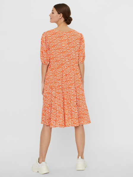Vero Moda Oranžové vzorované voľné šaty VERO MODA Hanna