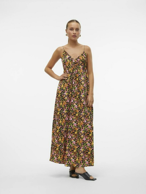 Vero Moda Vero Moda Page dámske žlto-oranžové kvetované maxi šaty
