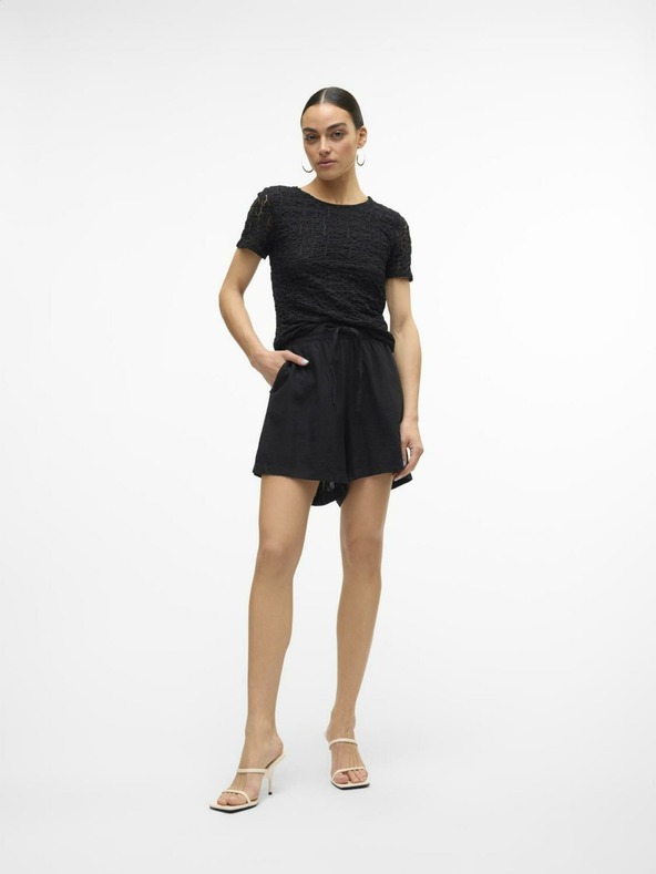 Vero Moda Čierne dámske šortky s plátnom Vero Moda Linn