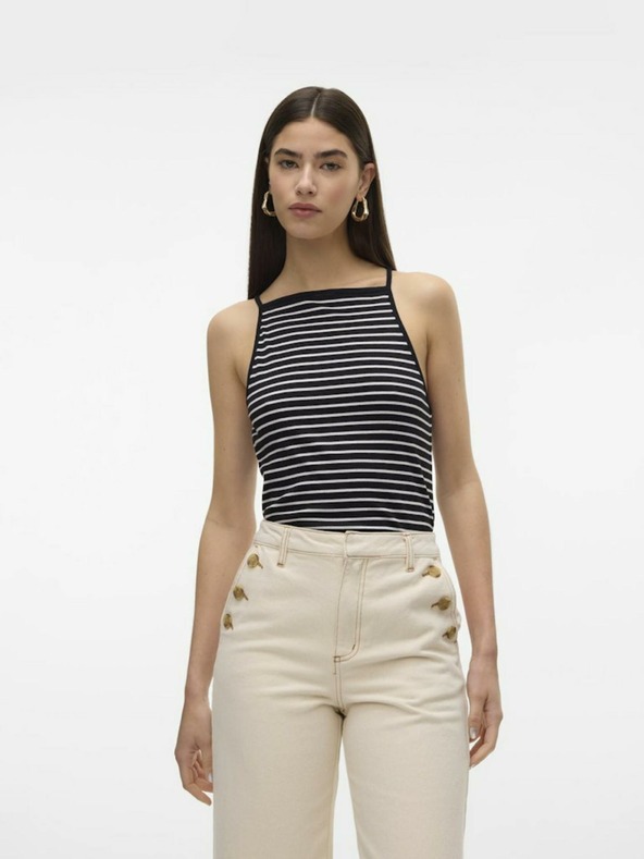AWARE by VERO MODA Čierne dámske pruhované tielko AWARE by VERO MODA Wett