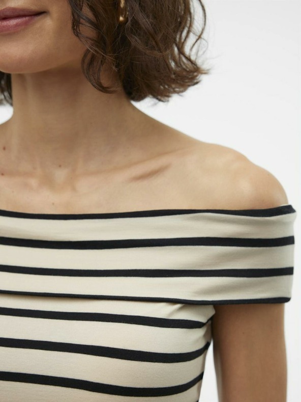 AWARE by VERO MODA Čierno-krémové dámske pruhované tielko AWARE by VERO MODA Kenzi Fiona