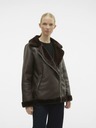 Vero Moda VERO MODA Emmy tmavohnedá dámska kožená bunda