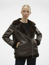 Vero Moda VERO MODA Emmy tmavohnedá dámska kožená bunda