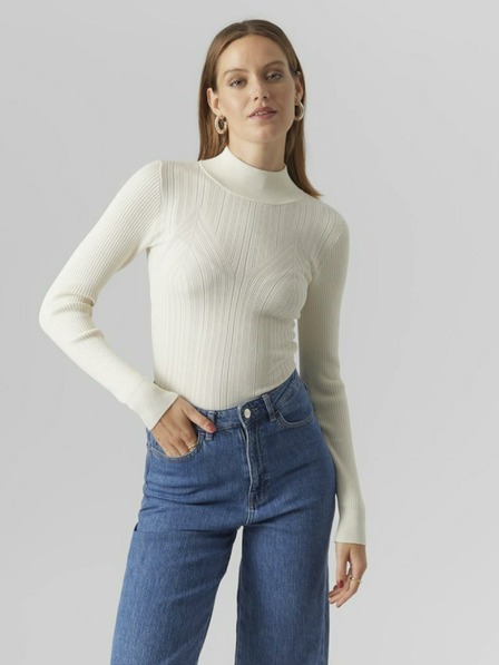Vero Moda VERO MODA Sally krémové dámske svetrové šaty
