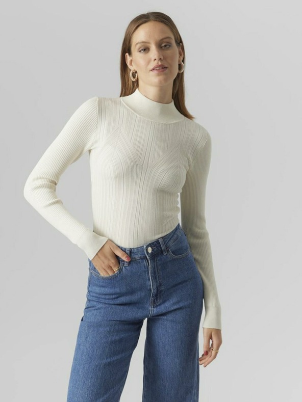 Vero Moda VERO MODA Sally krémové dámske svetrové šaty