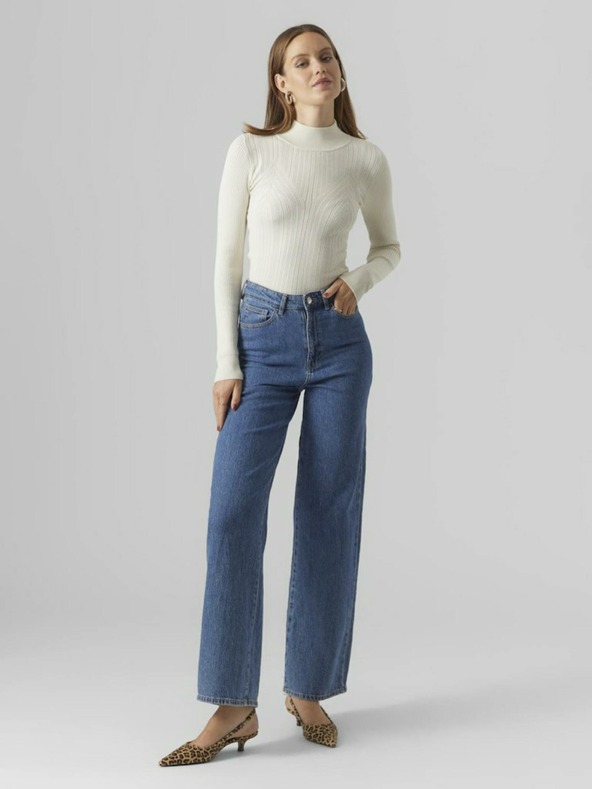 Vero Moda VERO MODA Sally krémové dámske svetrové šaty