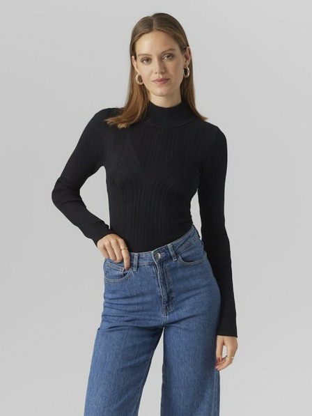 Vero Moda Čierne dámske svetrové šaty VERO MODA Sally