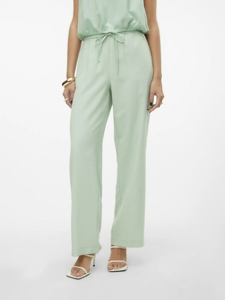 Vero Moda Svetlozelené dámske nohavice so širokými nohavicami by VERO MODA Carmen