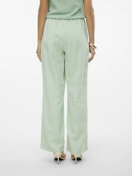 Vero Moda Svetlozelené dámske nohavice so širokými nohavicami by VERO MODA Carmen
