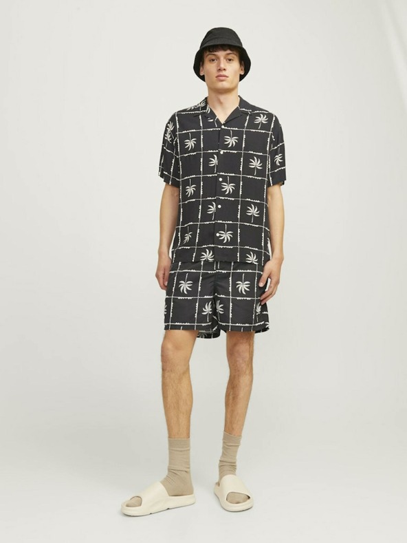 Jack & Jones Čierne pánske vzorované plavky Jack & Jones Fiji